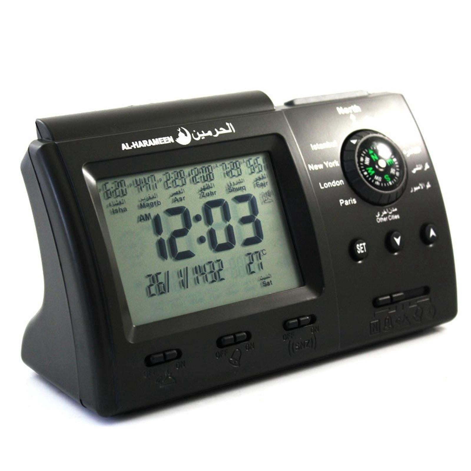 Esquirla Azan Alarm Clock Date Azan Athan Prayer Clock for Living Room Indoor Bedroom Black