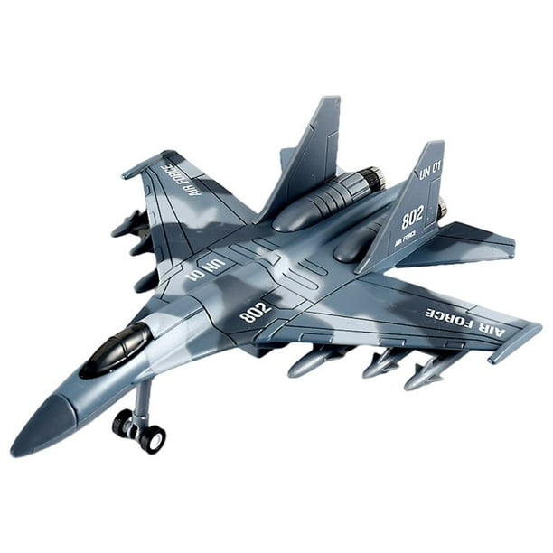 Modelo de avión fundido a presión, caza de retroceso, juego de pasatiempo, exhibición de modelos, caza a reacción Su 35 gris