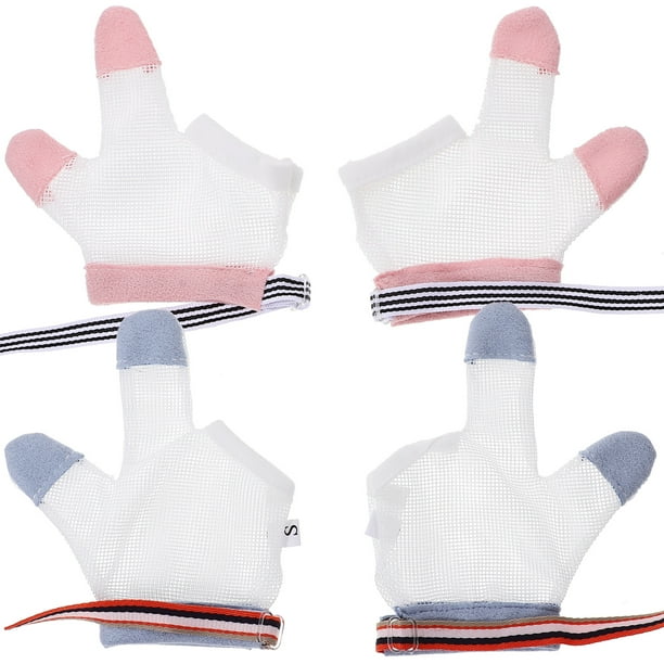 2 pares de guantes para evitar que los bebés se chupen los dedos y se muerdan las uñas, ideales para el hogar y el exterior.
