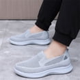 thumbnail image 3 of pwidon Men Walking Shoes Comfort Slip On Breathable Mesh Lightweight Non Slip Casual Loafer Athletic Sneakers Black Gray 39, 3 of 4