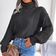 thumbnail image 4 of HAPIMO Women's Long Sleeve Sweater Casual Turtleneck Chunky Knit Loose Fit Oversized Pullover Winter Solid Jumper Tops Teen Girls Clothes Black M, 4 of 7