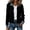Black, variant on Women's Corduroy Zip‑Up Jacket, Denim Contrast Collar, Cuffs & Hem, Long Sleeve Patchwork Casual Outerwear for Fall Winter, Relaxed Fit Coat for Daily Work Travel