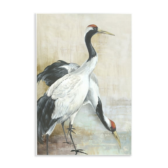 Stupell Industries Crane Duo at Riverside Animals Painting Unframed Art Print Wall Art, 10 x 15