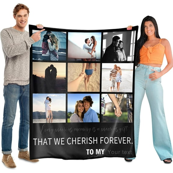 Personalised Blanket 76x100cm,Custom Blanket with Words Picture Collage Customized Blankets,Birthday Xmas Souvenir Gifts Personalized Throw for Father, Mom, Kids, Dogs, Friends or Lover