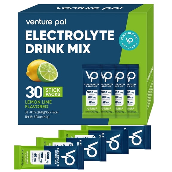 Venture Pal High Sodium Sugar Free Electrolytes Powder Packet - Hydration with Vitamin, Sodium & Potassium, Zero Calories, Vegan, Keto & Paleo Friendly Drink Mix