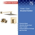 thumbnail image 5 of Rainlex Square 10 inch One-Handle 1-Spray Brushed Gold Shower Faucet, 5 of 8