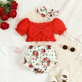 thumbnail image 2 of CheerKidz Cute Girls' Summer Sleeveless Ruffled Round-Neck Embroidery Printed Princess Bow Skirt Sets Fashion Casual Outfit for Comfortable and Versatile Wear(Z01-Red,9 Months), 2 of 8