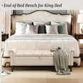 thumbnail image 6 of Dycanpo 62" Storage Ottoman Bench with Arms, Linen Upholstered, End of Bed Bench for Bedroom, Linen Color, 6 of 8