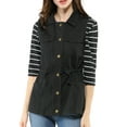 thumbnail image 6 of INSPIRE CHIC Women's Sleeveless Jacket Drawstring Waist Zip Up Cotton Cargo Vest with Pocket M Black, 6 of 9