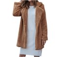 thumbnail image 2 of Lilgiuy Women'S Long Sleeve Loose Solid Color Button Lapel Thickened Plush Coat Blouse Khaki，4 Winter Clothes for 2022, 2 of 4