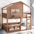 thumbnail image 3 of Full Size Bunk Bed/Loft Bed with Bookshelf, House Design, High-Quality Safety Fencing, Natural, 3 of 20