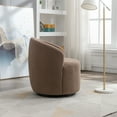 thumbnail image 6 of 360° Swivel Barrel Chair with Black Round Swivel Base, Teddy Fabric Accent Armchair for Living Rooms Dining Rooms Bedrooms,  Coffee, 6 of 7