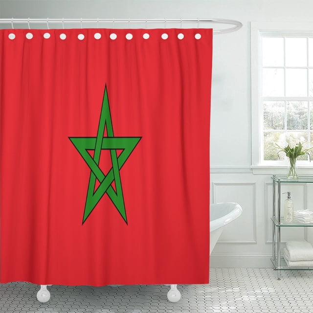 ABPHQTO Rojo Marroquí de Marruecos Bandera Maroc Star Moroco Cortina de ducha marroquí 152x180 cm ABPHQTO PKNMT60x72Shower-5424