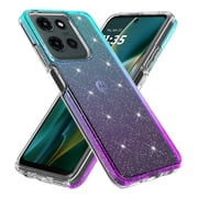 Rosebono Compatible With Motorola Moto G Play 2026 Case / Motorola Moto G 2026 Case, Hybrid Glitter Sparkle Transparent Colorful Gradient TPU Skin Cover Protection Case (Teal/Purple)