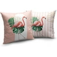 thumbnail image 6 of Pink Flamingo Outdoor Pillow Covers 20x20 Set of 2 Tropical Green Leaves Abstract Arch Pink White Striped Decorative Pillow Cases Spring Summer Farmhouse Decor for Home Couch Sofa, 6 of 6