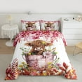 thumbnail image 2 of Manfei Cute Highland Cow Bedding Comforter Set 2pcs, Pink Flower Floral Twin Comforter Sets, Farm Animal Bedding Set, Microfiber Bedroom Decor, 2 of 8