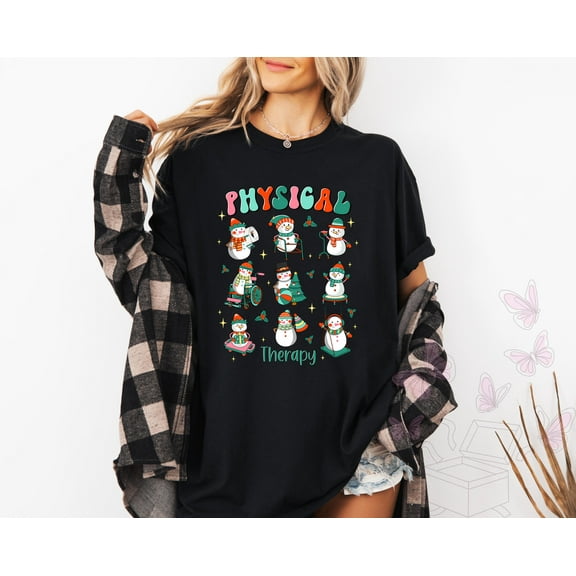 Physical Therapy Christmas T-Shirt | Funny Snowman Holiday Rehab Graphic Tee