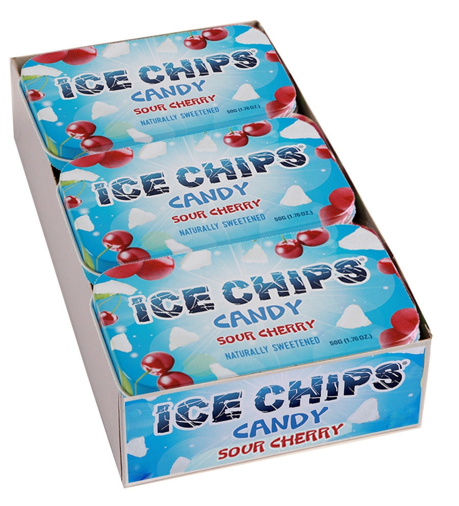 ICE CHIPS Xylitol Mints 6 Single Tins Sour Cherry