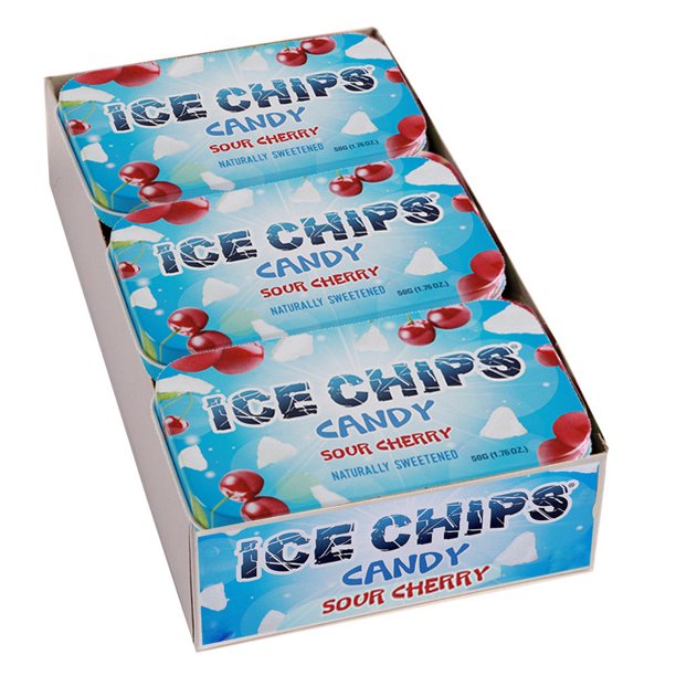 ICE CHIPS Xylitol Mints 6 Single Tins Sour Cherry