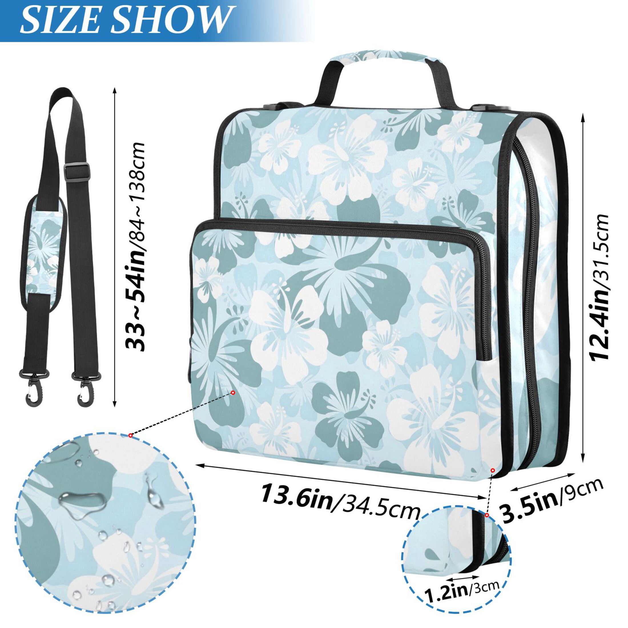ALAZA Zipper Binder Hibiscus with Blue and White 3 Ring Trapper Keeper File Folder Organizer Bag