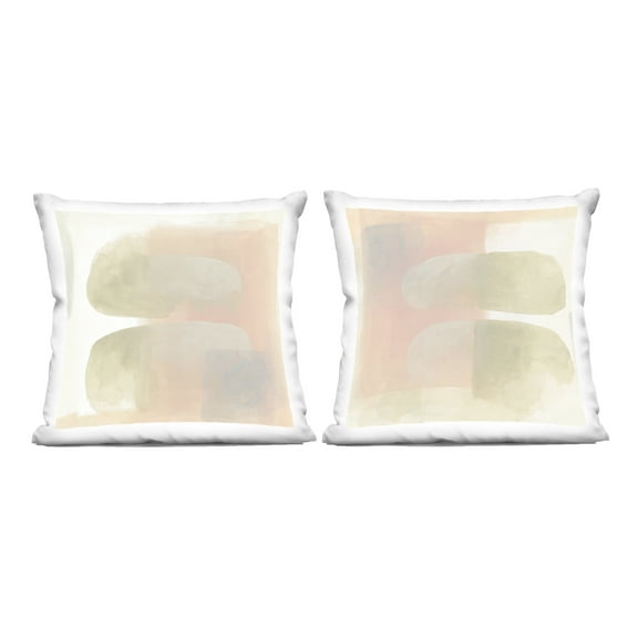 Stupell Industries Neutral Oblong Shapes Abstract 18" x 18" Abstract Print Polyester Decorative Pillow Set, Zip Closure 2 Count