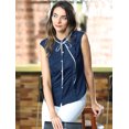 thumbnail image 2 of INSPIRE CHIC Women's Tie Neck Cap Sleeve Button Down Ruffle Summer Shirt, 2 of 6
