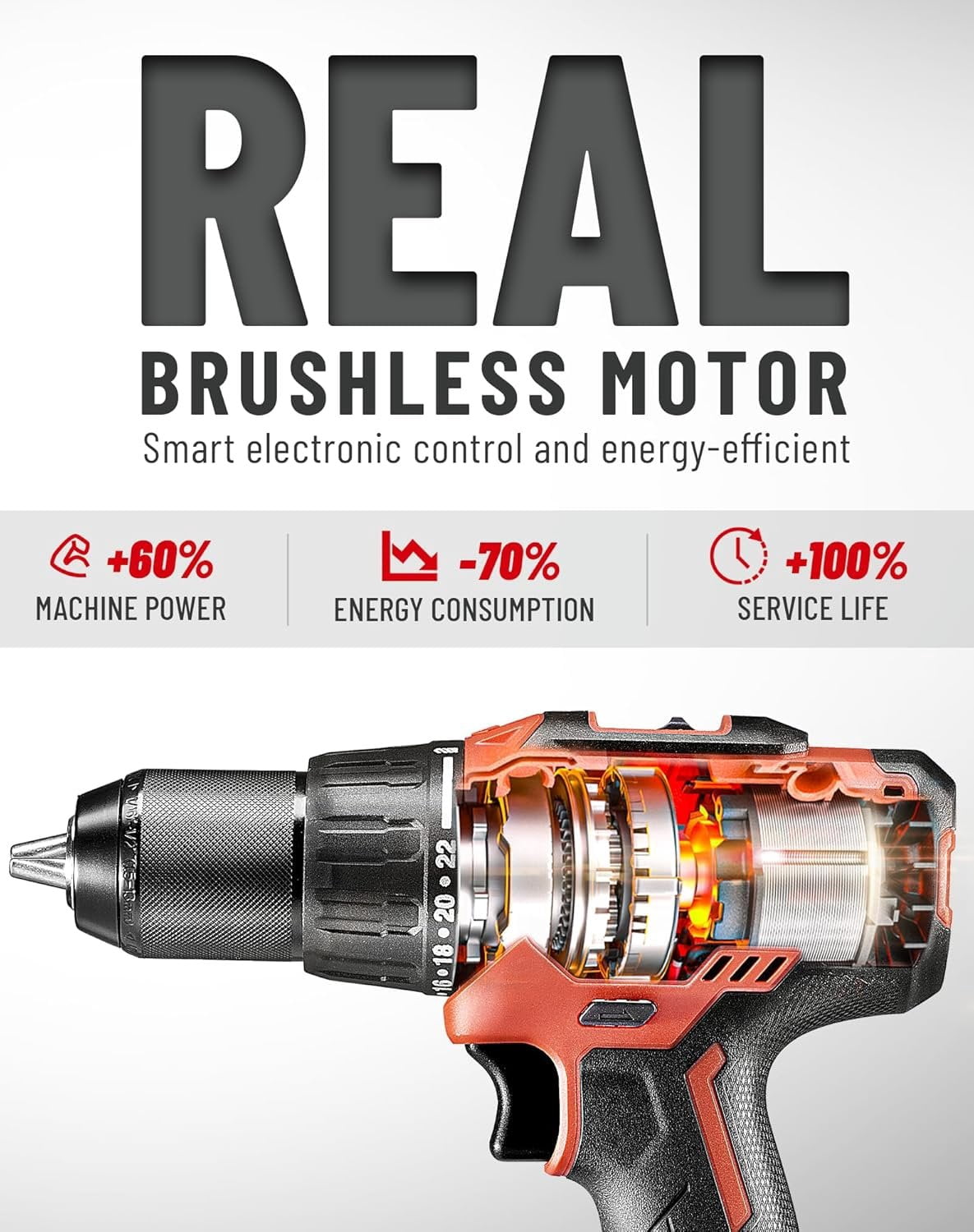 20V Brushless Hammer Drill, 531 in.lbs, 36000 BPM, 1/2" Keyless -Metal Chuck, 4.0Ah , 22+1+1 Clutch,  Drill Kit for Drilling Brick Wall, Metal, , KDJZ05-13