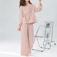 thumbnail image 6 of XuJwPNcy Pajamas for Women Set 2 Piece Long Sleeve Robes and Wide Leg Pants Sets Loungewear Outfits with Pockets, 6 of 7
