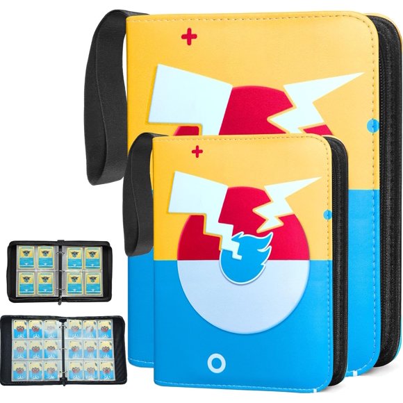 MISSUNNY 2-Pack Trading Card Binder Set, 996 Pocket Cards Holder, 9-Pocket Collector with 50 Removable Sleeves, 4-Pocket Binders with 12 Sleeves, Zipper PU Card Album for TCG, Game, Sports Cards