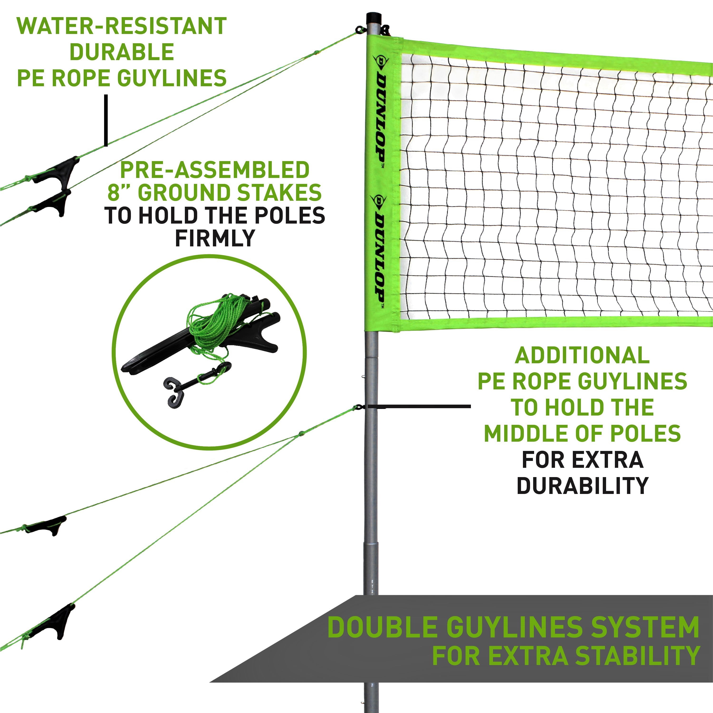 Dunlop competitive steel pole volleyball and badminton combo set Clearance