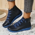 thumbnail image 3 of Ladies Casual Solid Color Zipper Strap Splicing Large Size Soft Leather Western Ankle Boots Short Boots, 3 of 6