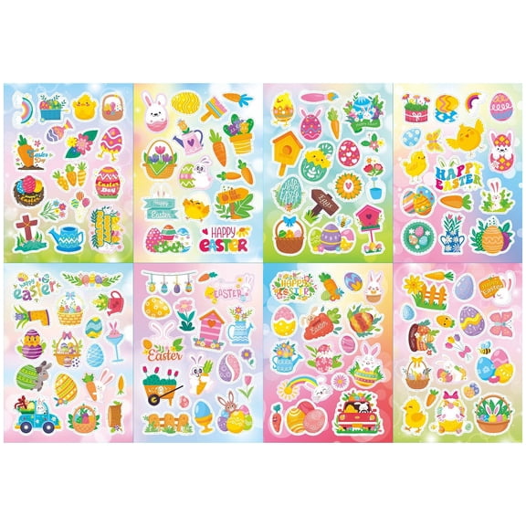 Cute Easter Bunny & Egg Stickers for Journals, Planners, Laptops – 16-Piece Adorable Notebook Decoration Set