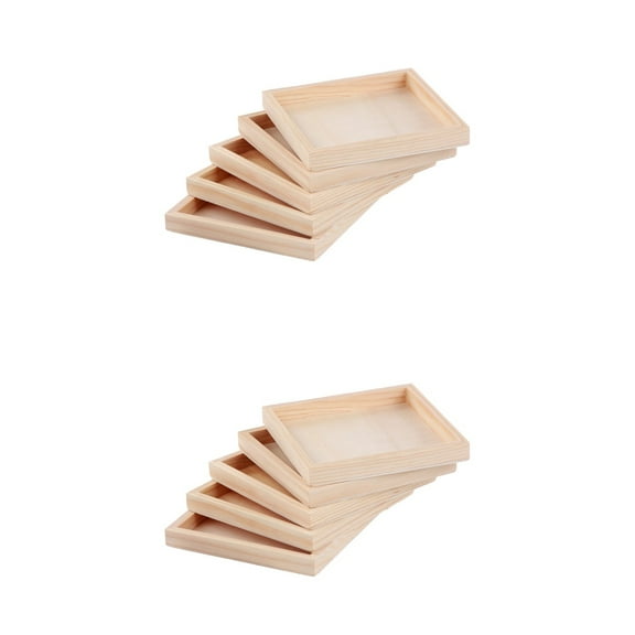10 pcs Household Wooden Trays Puzzle Block Holder Trays Square Serving Trays for Puzzle