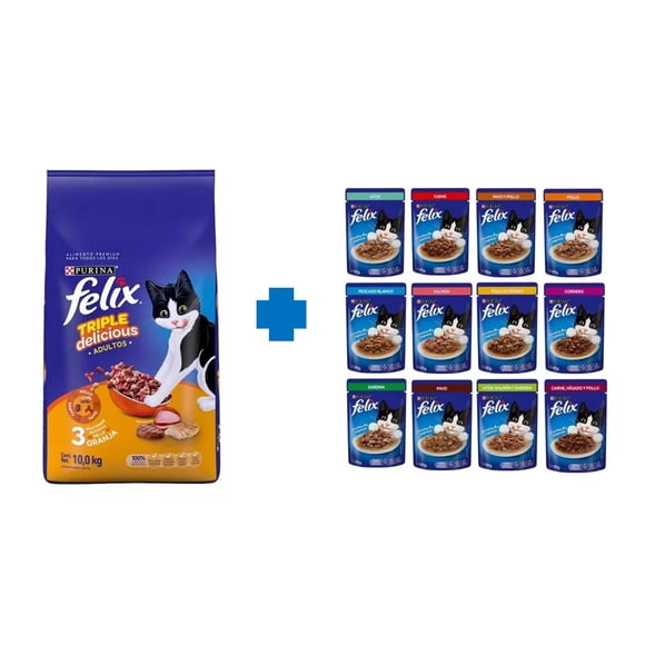 Paquete felix croqueta gato Felix 10 kg + 10 sobres 85 gr
