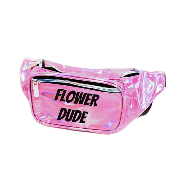 Flower Dude Light Pink Holographic Metallic Fanny Pack