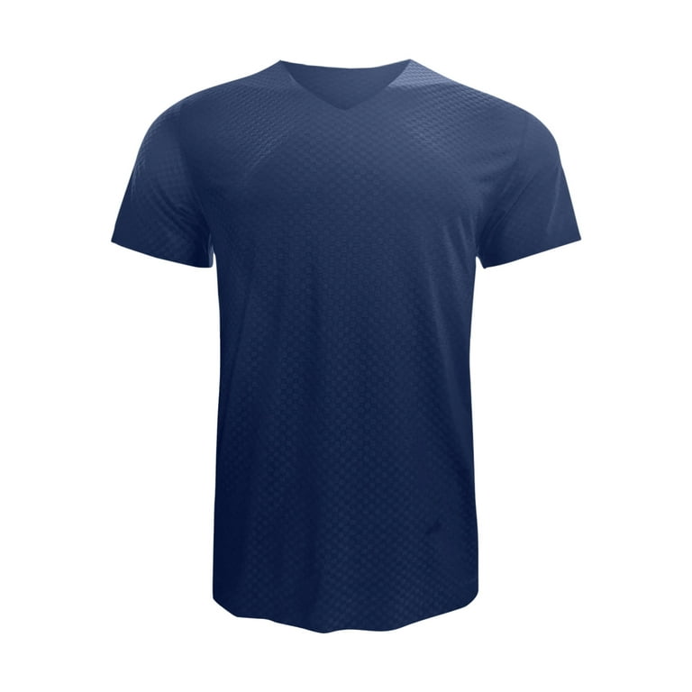 MRULIC mens t shirt Men Breathable Ice Silk T Shirt Top Short Sleeve  Cultivate Fitness Movement Summer V Neck Short Sleeve Men T Shirts Blue +  XXL 