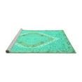 thumbnail image 2 of Ahgly Company Machine Washable Indoor Square Oriental Turquoise Blue Modern Area Rugs, 7' Square, 2 of 4