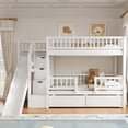 thumbnail image 3 of Harper & Bright Designs Twin Over Twin Bunk Bed with Slide and Storage Staircase, Twin Size Solid Pine Wood Bunk Bed Frame with Drawers and Guardrail, White, 3 of 12