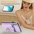thumbnail image 4 of Compatible with Samsung Galaxy S21 Plus S21+ 5G Wallet Phone Case Screen Protector Ring Crossbody Strap Stand Credit Card Holder RFID Cell Cover for S21+5G S21plus 21S S+ 21 21+ G5 Women Girls Purple, 4 of 9