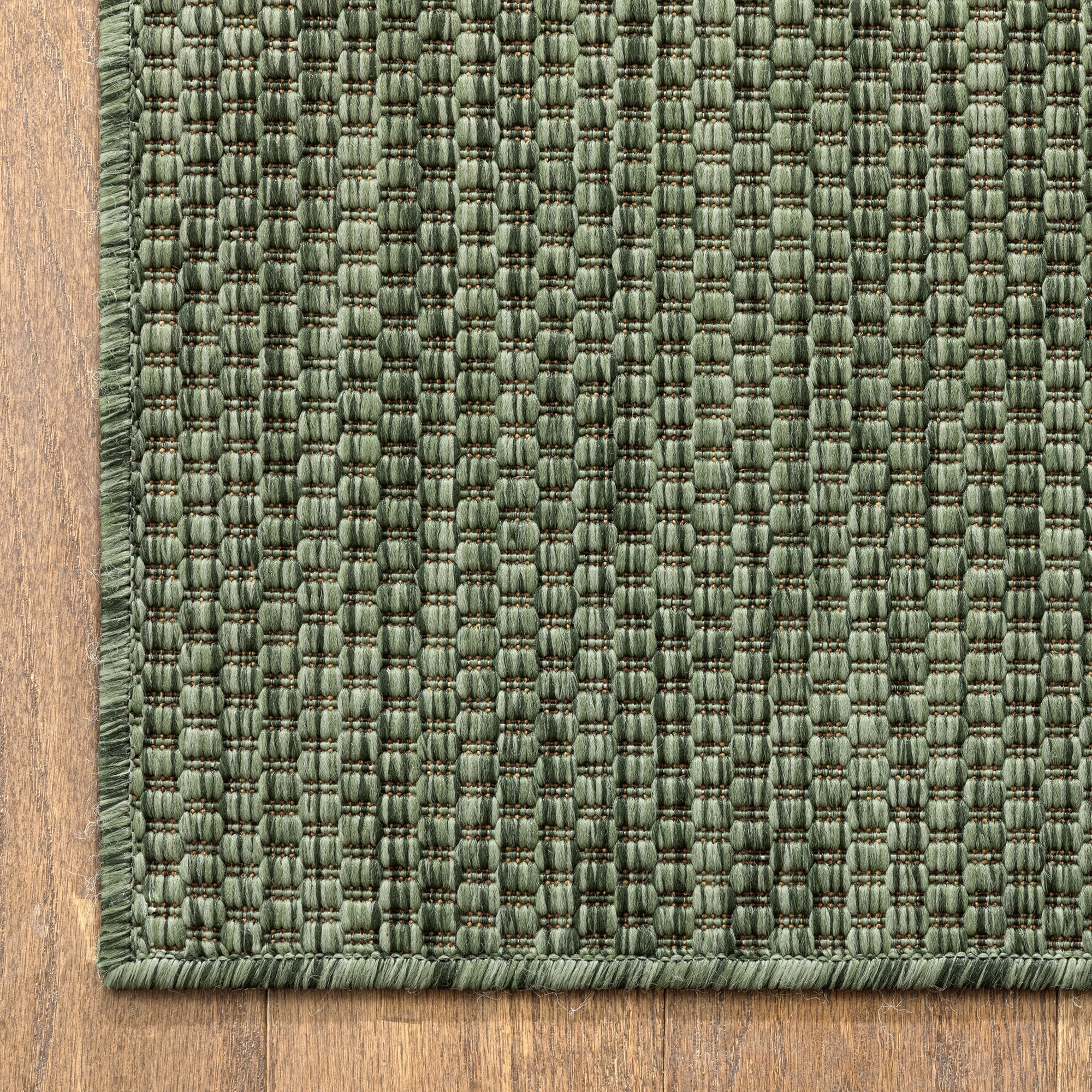 Well Woven Leifen Green Indoor / Outdoor Flat Weave Pile Solid Color Pattern Area Rug 8x10 (7'10" x 9'10")