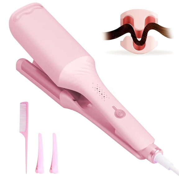 32MM Hair Curler Curling Tool Spiral Curls Lasting Styling Fast Heating Deep Wave Deep V-shaped Electric Curling Iron 4 Temperature Adjustable Iron Styler Wand for All Hair Style
