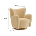 thumbnail image 3 of Modway Montrose Wingback Sherpa Swivel Accent Chair, Ivory Walnut, 3 of 9
