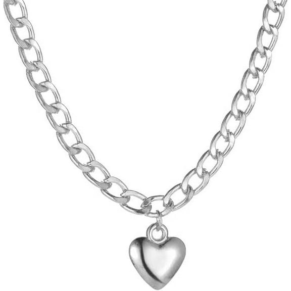 1Pcs Stainless Steel Heart Pendant Necklaces for Women Heart Chain Necklace Stainless Steel Color Pendants Decoration for DIY Necklace Bracelet Jewelry Craft Making 18.11 inch(46cm)