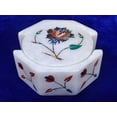 thumbnail image 3 of Set of Luxury Natural Marble Coasters with Gemstones Inlay Art, 3 of 3