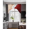 thumbnail image 3 of Red Coastal Beach Swag Valances for Windows, Small Curtains Drapes, Farmhouse Abstract Ocean Waves Striped Kitchen Window Curtains Over Sink Window Treatment Valance for Bedroom/Bathroom 56"x36", 3 of 5