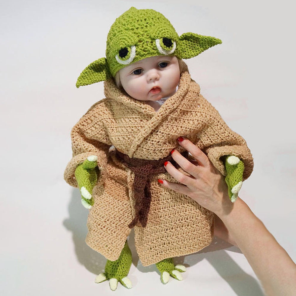 handmade crochet yoda hat fancy dress starwars newborn to adult photo props 