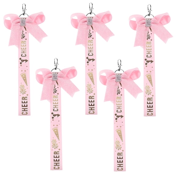 MERRYHAPY 5-Pack Cheerleader Bow Keychain Charms for Backpack, Purse, and Bag Accessories