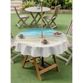 thumbnail image 4 of Outdoor Tablecloth with Umbrella Hole for Patio/Picnic/Party/Camping, Teal Summer Beach Waterproof Table Cloth Round Cover Washable, Coastal Nautical Seaside Ocean (Dia 60"), 4 of 8