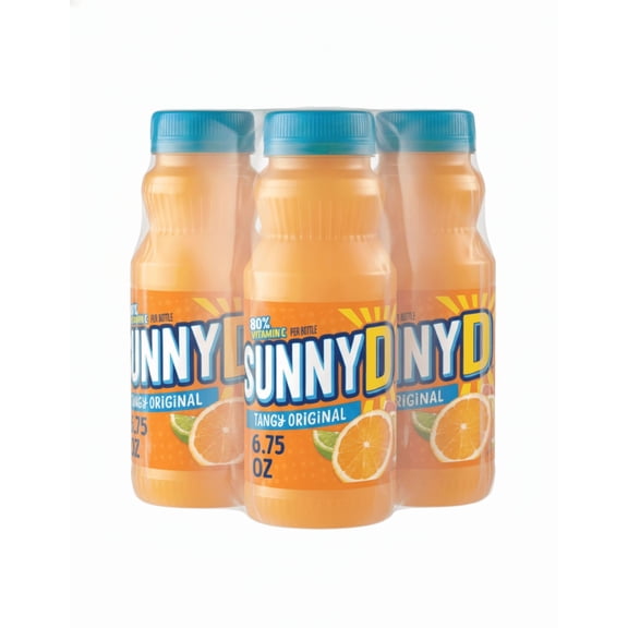 SUNNYD Tangy Original Shelf Stable Orange Juice Drink, 4 Count, 6.75 fl oz Bottles