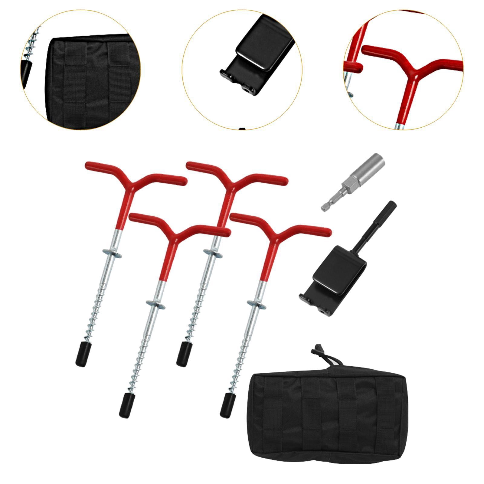 harayaa 4Pcs Ice Fishing Anchors Ice Anchor Drill Adapter Strong Anchor Tool Tent Stakes With Socket